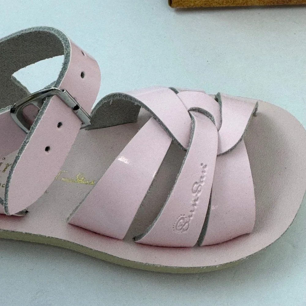Sun-San Salt Water Swimmer Sandals Pink Patent Leather Kids Size 7 800-819